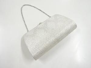 リサイクル　銀糸斜め格子模様織り出し和装バッグ